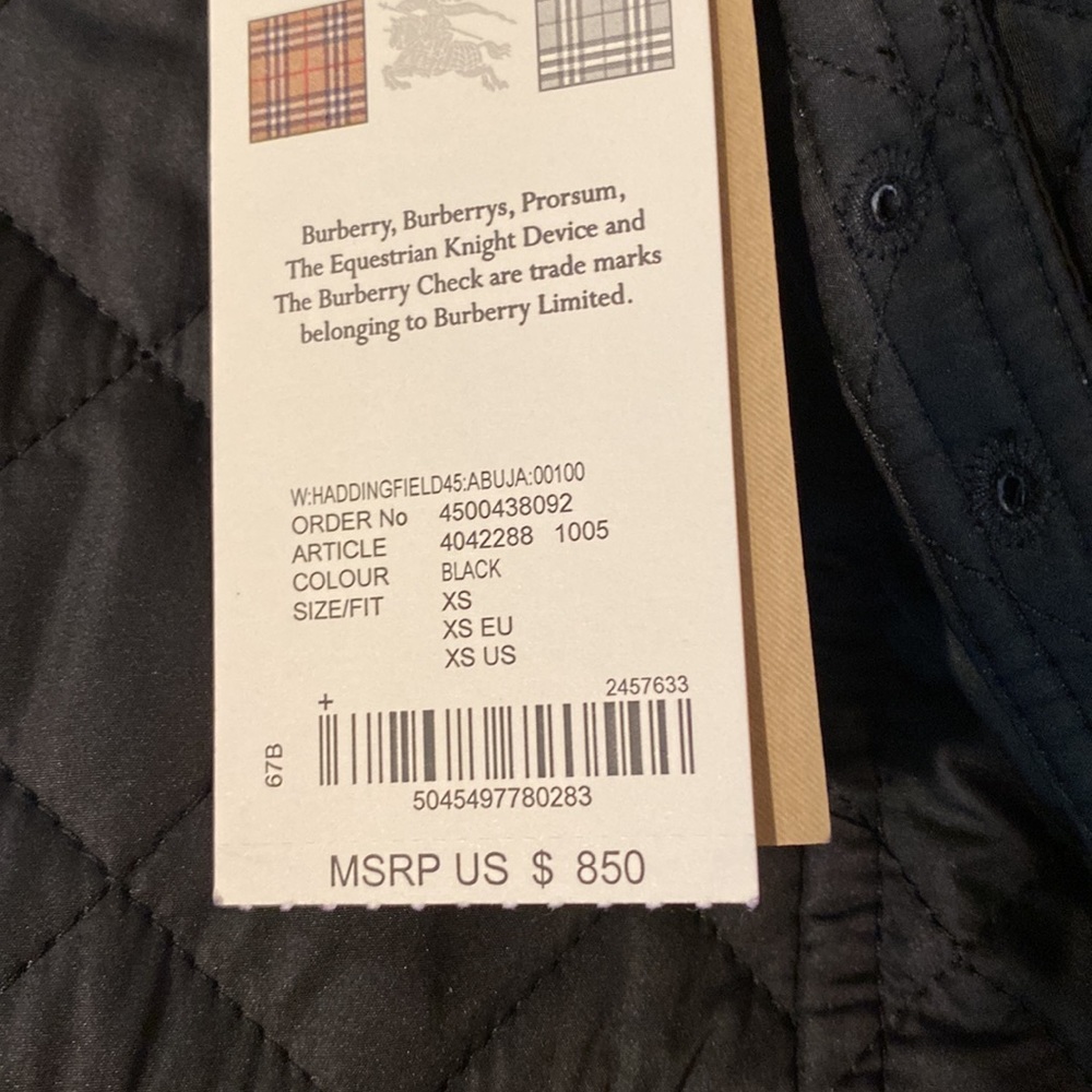 Burberry Jacket Authentic NWT XS Black - Picture 14 of 14